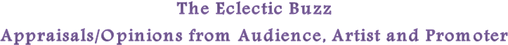 The Eclectic Buzz
Appraisals/Opinions from Audience, Artist and Promoter